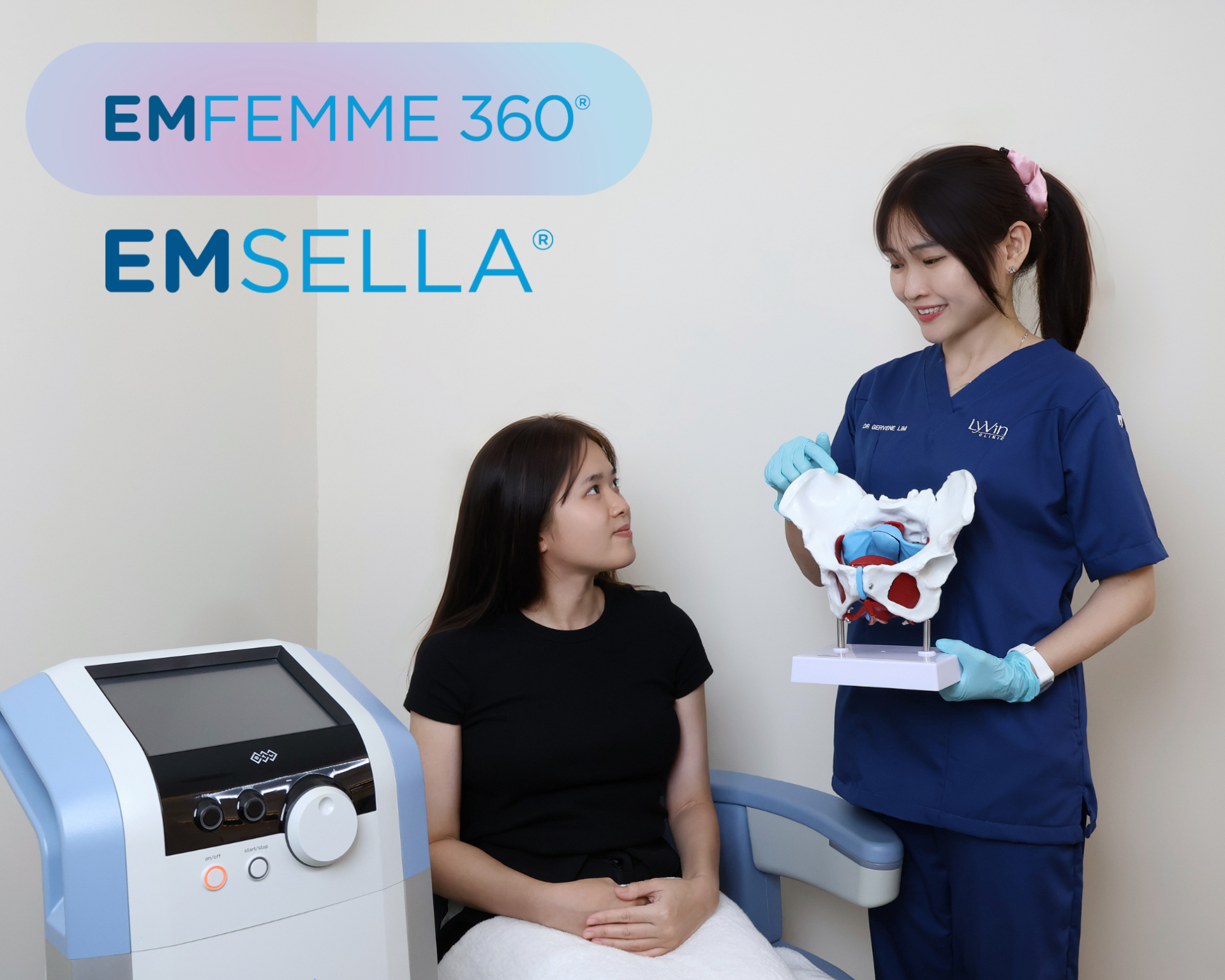 Doctor-assisted Emsella session for urinary incontinence and vaginal tightening